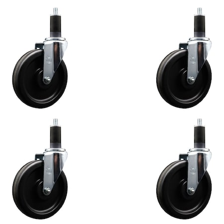 Service Caster 6'' Phenolic Wheel Swivel 1-1/4'' Expanding Stem Caster Set, 4PK SCC-EX20S615-PHS-114-4